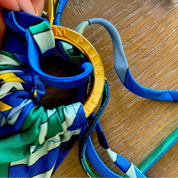 NWT RALPH LAUREN Blue Geometric Halter Top #EE0338 - Picture 4 of 13